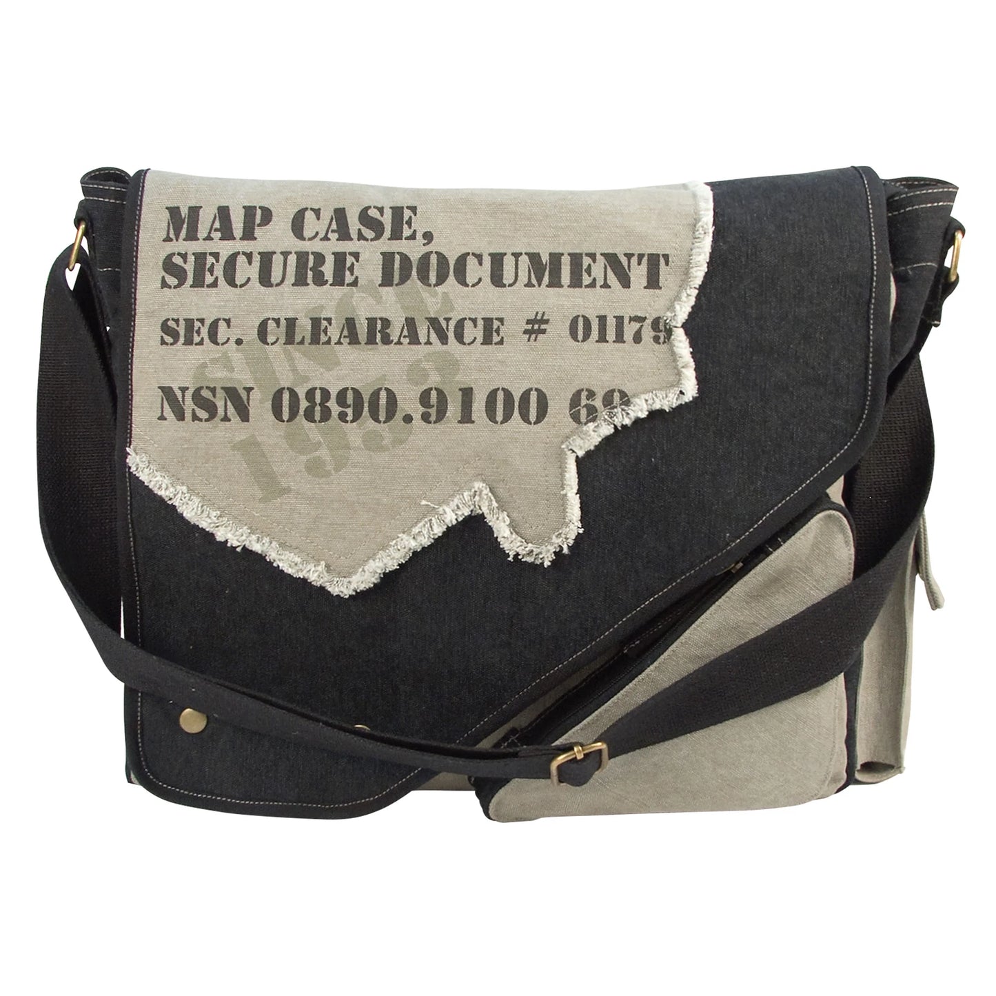 Vintage Canvas Two-Tone Imprinted Map Bag