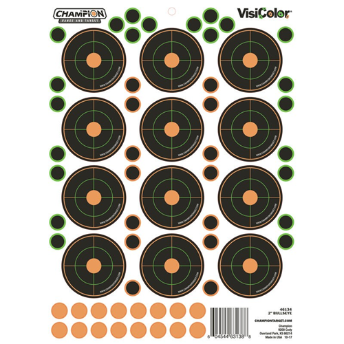 Champion Targets 46134 Adhesive Visicolor Targets, 2 Bullseye, 5 Pack