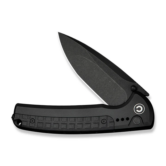 CIVIVI Sentinel Strike II Flipper & Thumb Stud & Button Lock Knife Black Aluminum Handle With Black FRN Integral Spacer