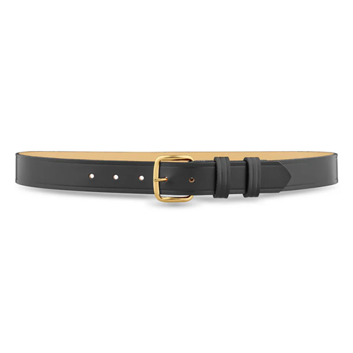 1-1/4"" Plain Leather Garrison Belt with Gold Buckle