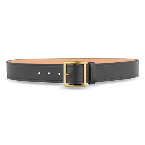 1-3/4"" Plain Leather Garrison Belt with Solid Brass Center Bar Gold Buckle