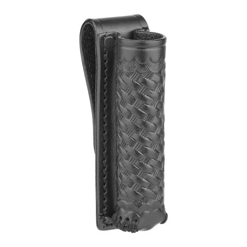 Short Basketweave Leather Baton Pouch