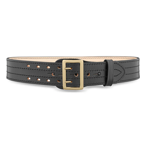 2-1/4"" Plain Leather Sam Brown 4 Row Stitch Duty Belt with Gold Buckle