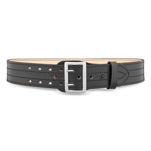 2-1/4"" Plain Leather Sam Brown 4 Row Stitch Duty Belt with Nickel Buckle