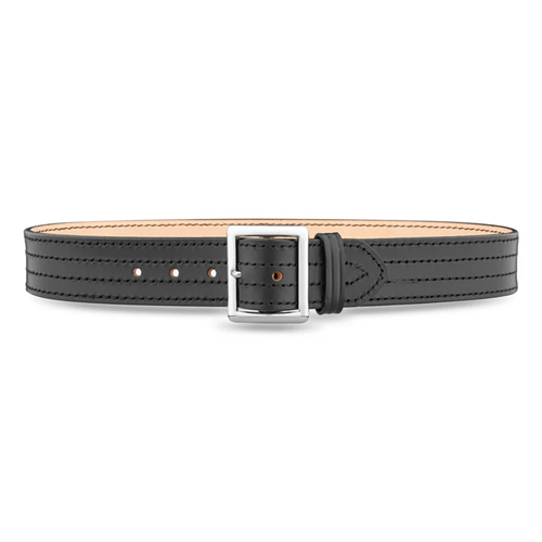 1-3/4"" Plain Leather 4 Row Stitch Garrison Belt with Nickel Buckle