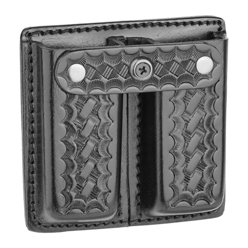 Basketweave Leather Double Magazine Holder for 9MM