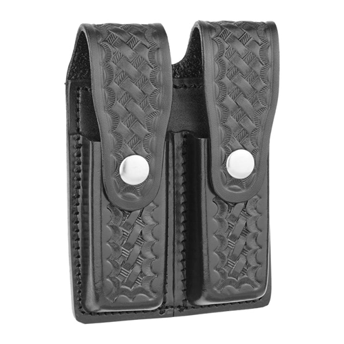 Basketweave Leather Double Magazine Holder for 9MM