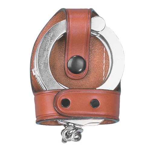 Plain Brown Leather Bikini Cuff Case with Clip Back