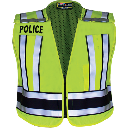 Pro Series Hi-Vis Safety Vest w/ Navy Band & POLICE Lettering - LAPD Navy