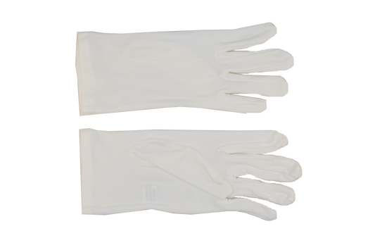 Parade Slip-On Gloves - Nylon Stretch w/ Raised Pointing - Womens White