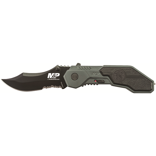M&p M.a.g.i.c. Assist Black W/40% Serrated Scooped Back Drop Point