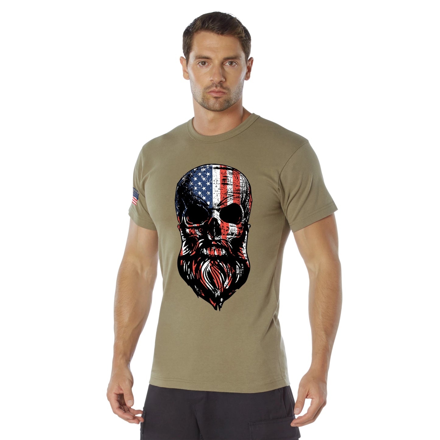 US Flag Bearded Skull T-Shirt