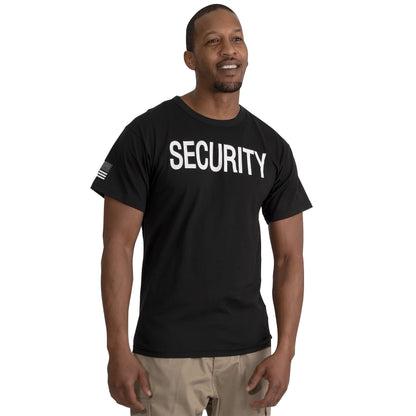 2-Sided Security T-Shirt with US Flag On Sleeve - Black