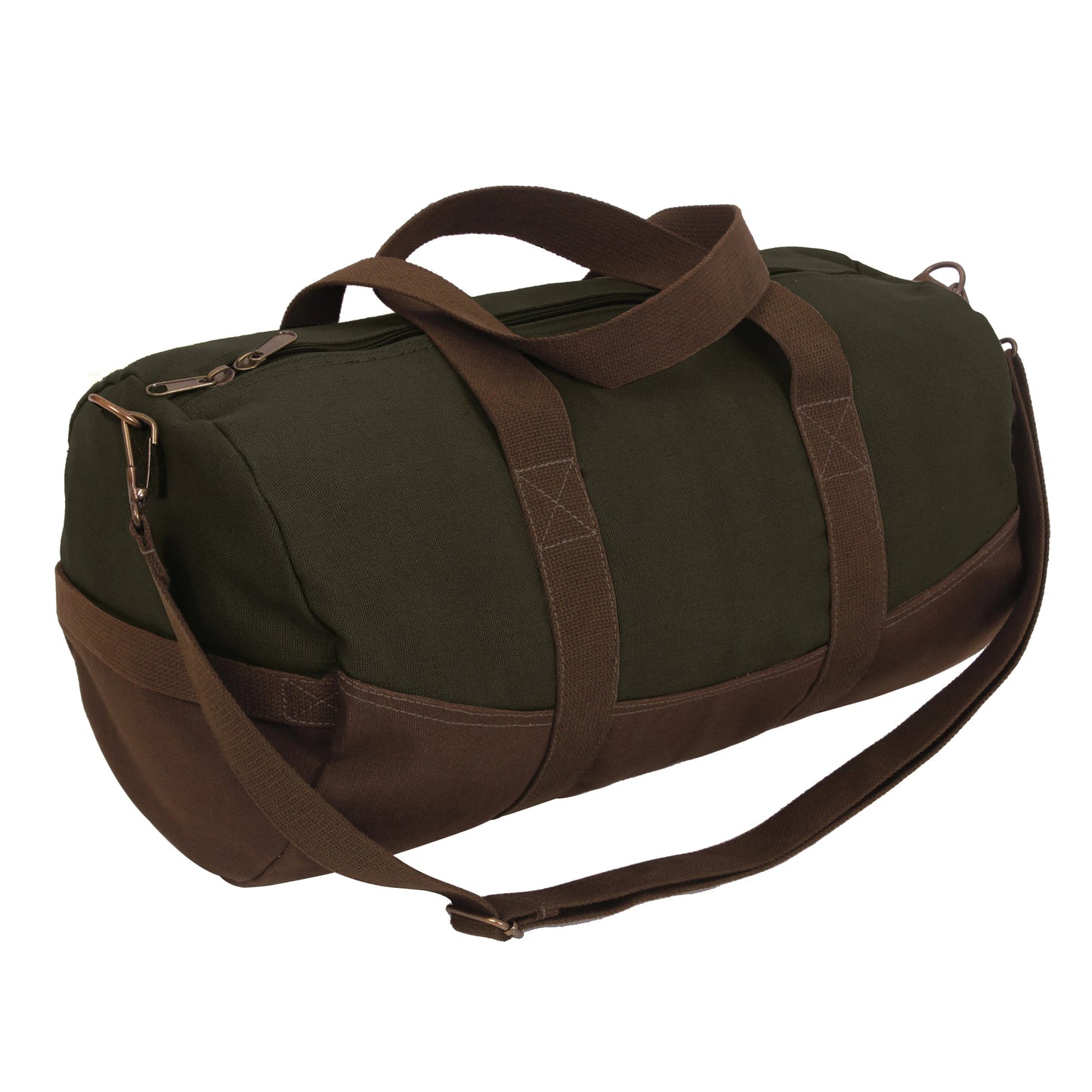 Two-Tone Canvas Duffle Bag With Brown Bottom