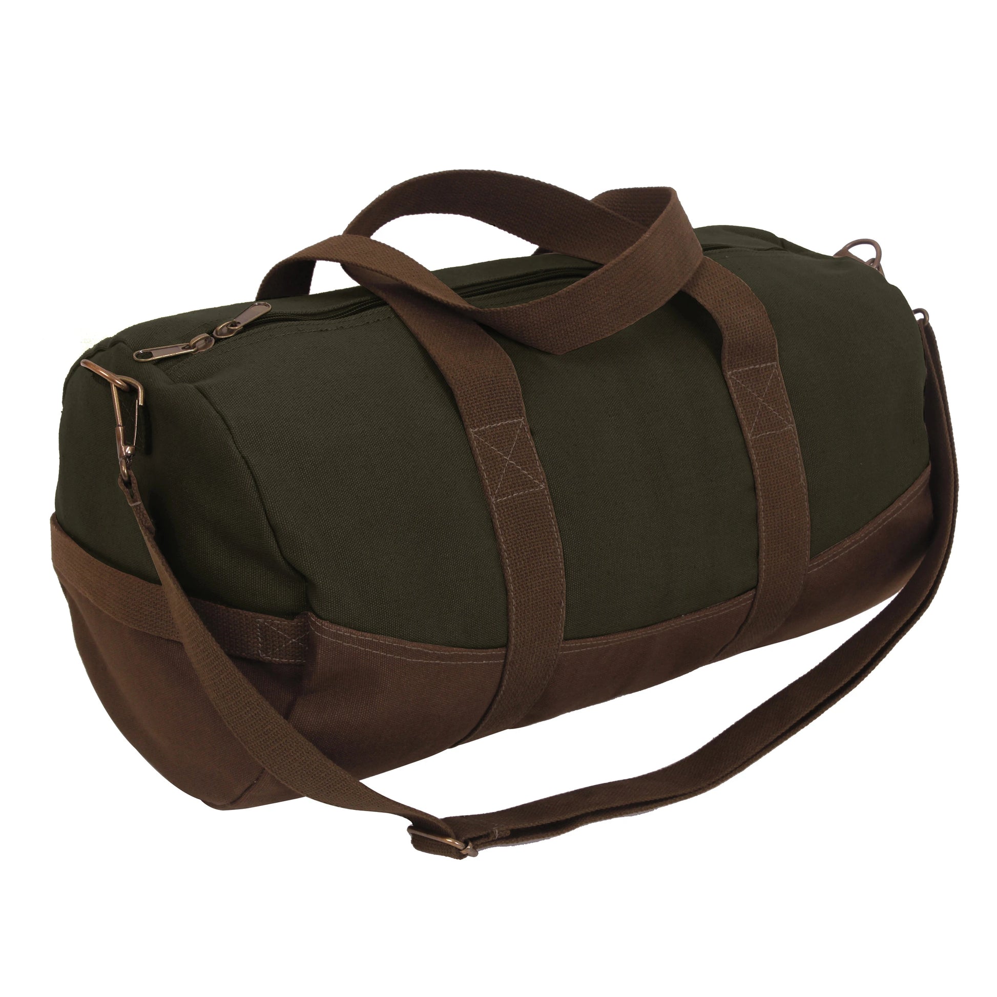 Two-Tone Canvas Duffle Bag With Brown Bottom