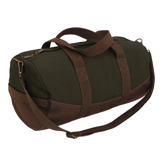 Two-Tone Canvas Duffle Bag With Brown Bottom