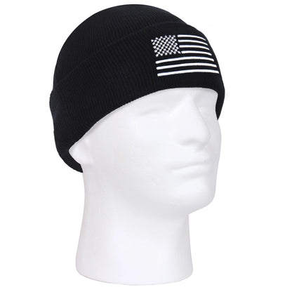US Flag Embroidered Fine Knit Watch Cap