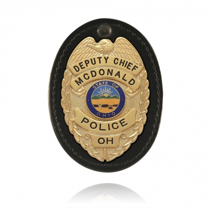 Oval Badge Holder, Hook And Loop Closure