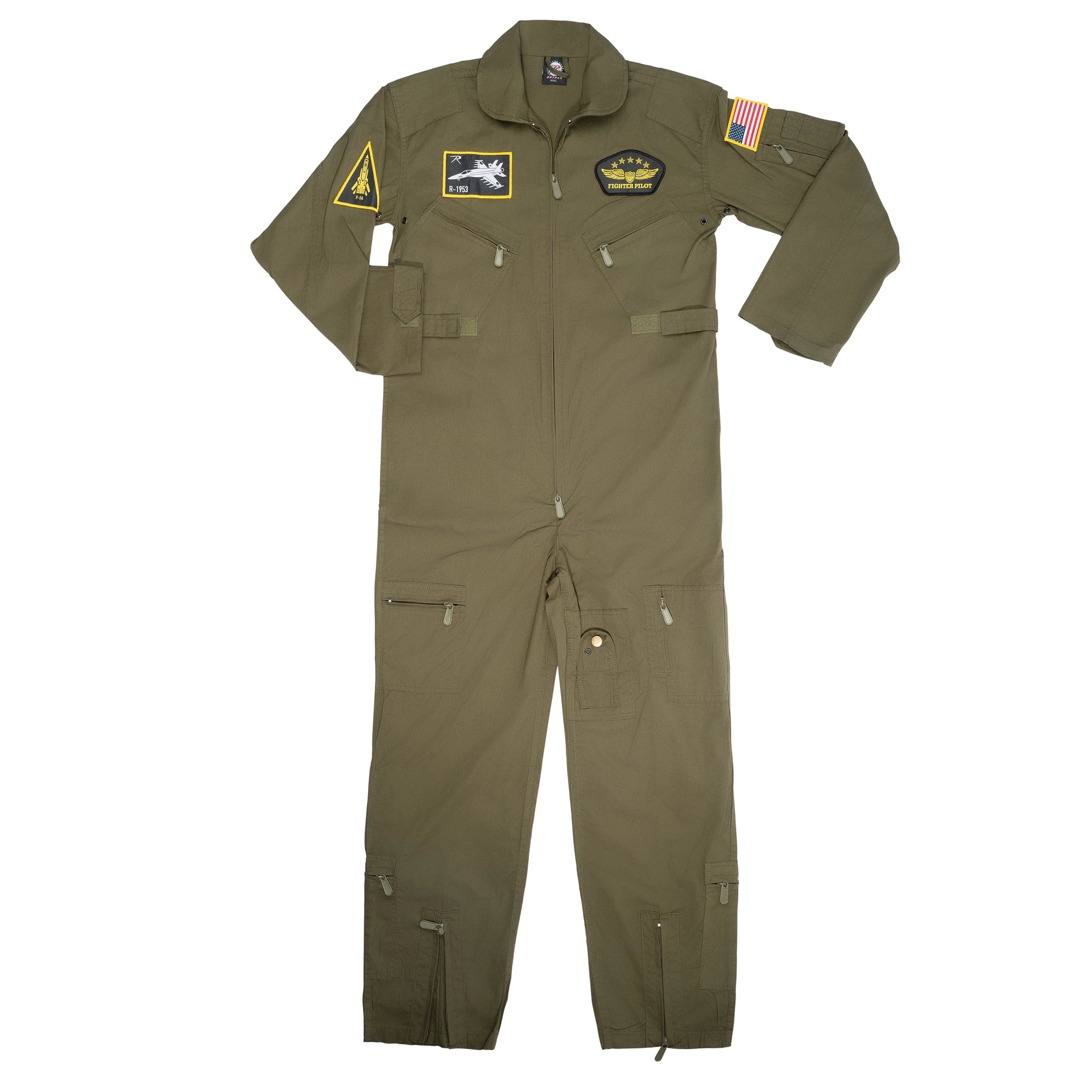 Kid Flight Coverall With Patches - Olive Drab