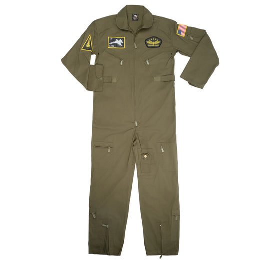 Kid Flight Coverall With Patches - Olive Drab