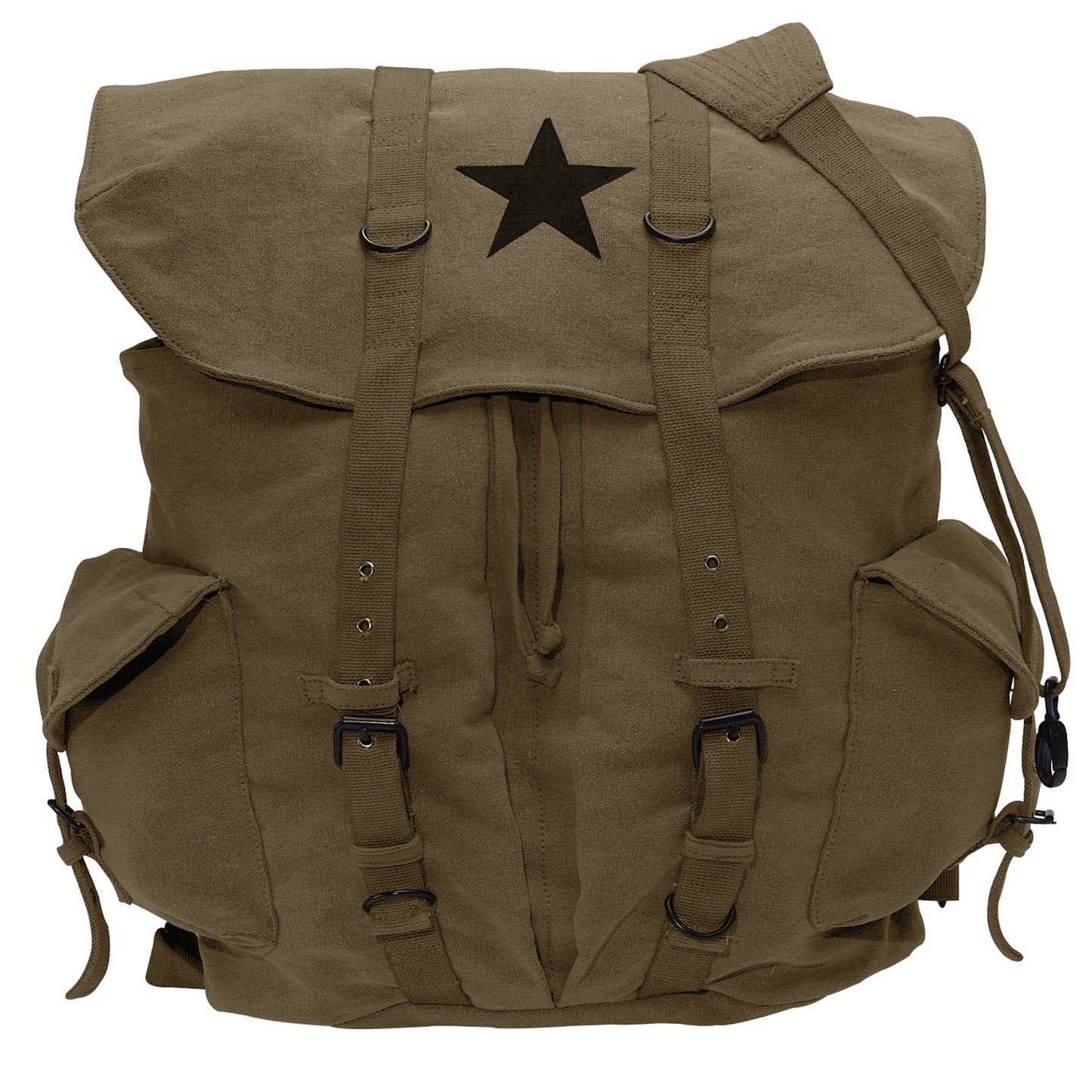 Vintage Weekender Canvas Backpack with Star