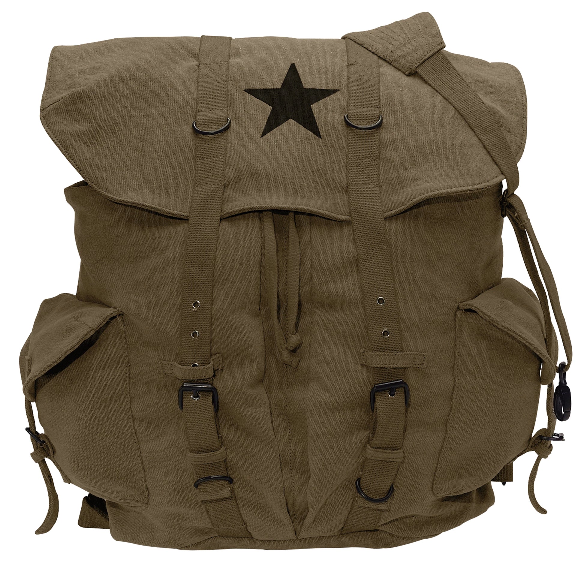 Vintage Weekender Canvas Backpack with Star