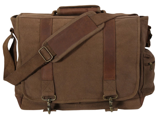 Vintage Canvas Pathfinder Laptop Bag With Leather Accents