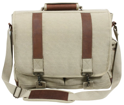 Vintage Canvas Pathfinder Laptop Bag With Leather Accents