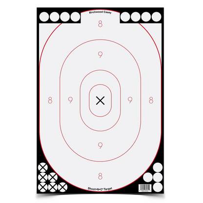 Shoot-N-C 12 x 18 Inch White / Black Silhouette, 5 Targets - 90 Pasters