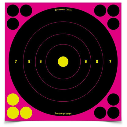 Shoot-N-C 8 Inch Pink Bull's-Eye, 6 Targets - 72 Pasters