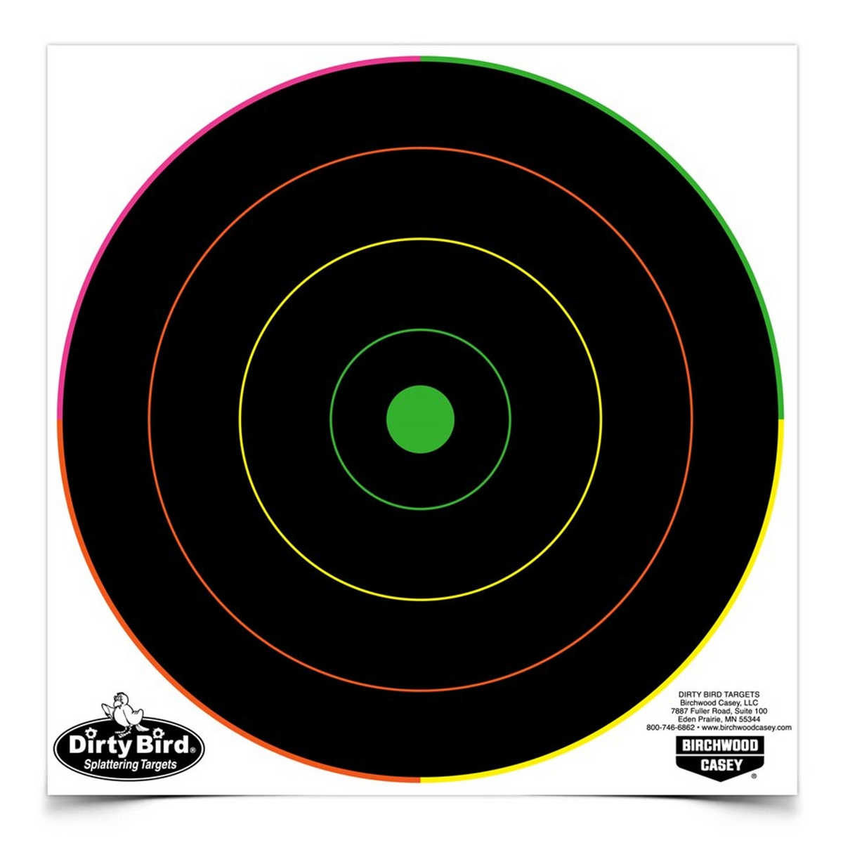 Dirty Bird 8 Inch Multi-Color Bull's-Eye Target, 20 Targets