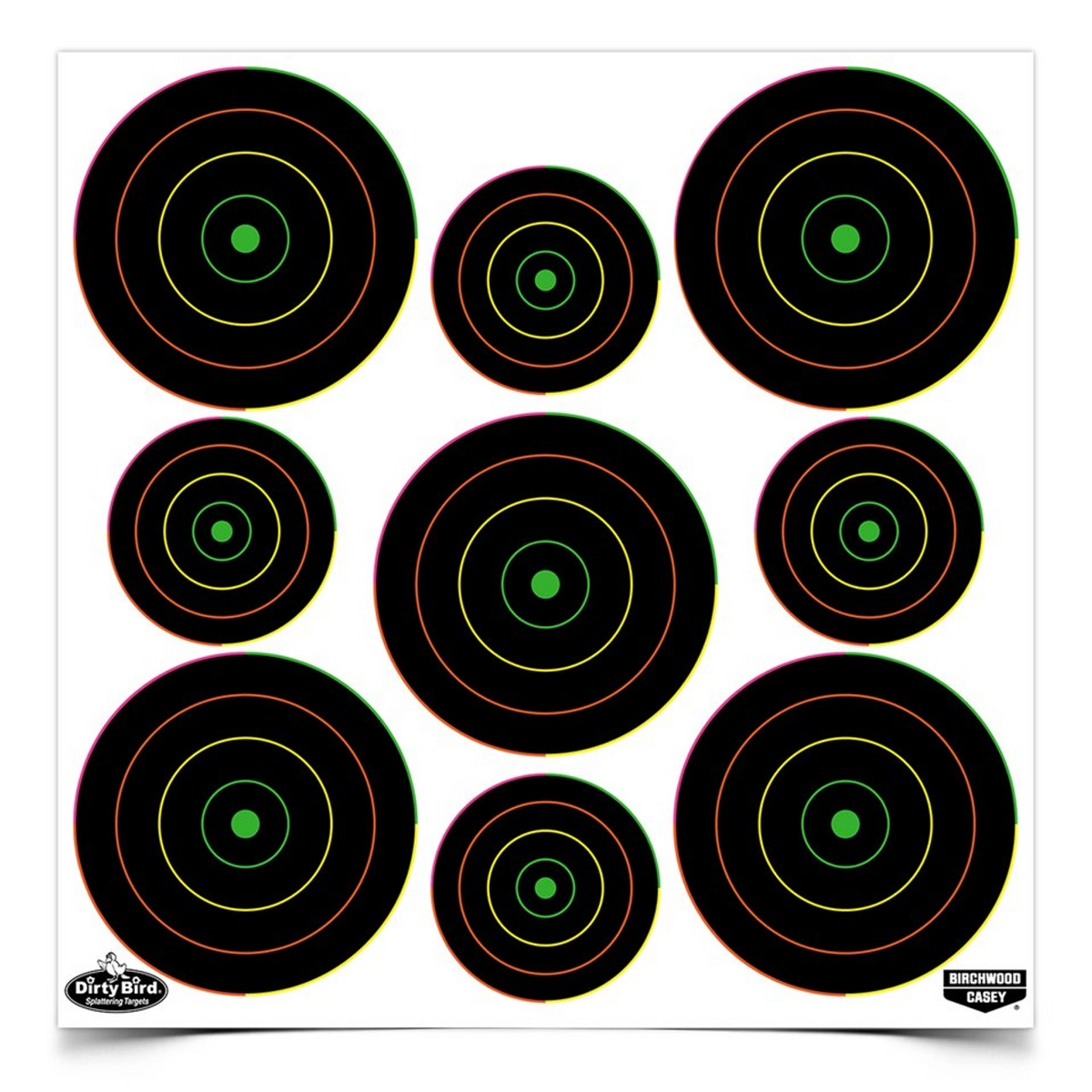 Dirty Bird 2 Inch & 3 Inch Multi-Color Bull's-Eye Targets
