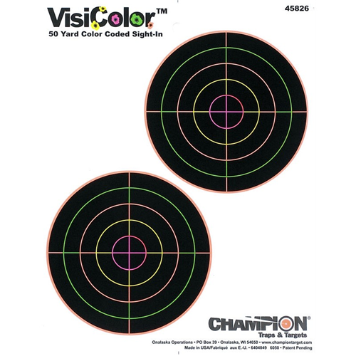 Champion Targets 45826 Adhesive Visicolor Targets, 5 Double Bullseye, 10 Pack