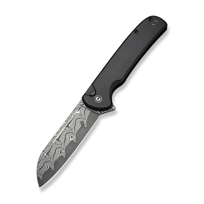 CIVIVI Chevalier II Flipper & Button Lock Knife Aluminum Handle (3.47"" Damascus Blade)
