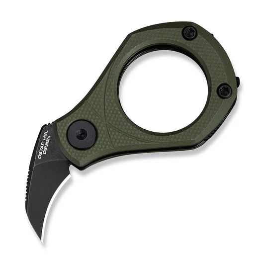 Pyrus Slip Joint Utility Knife OD Green G10 Handle (0.65"" Black Stonewashed 14C28N Blade)