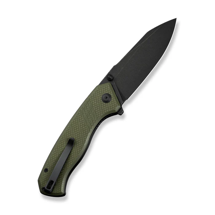 CIVIVI Placoid Flipper & Thumb Stud Knife OD Green Coarse G10 Handle (3.67"" Black Stonewashed 14C28N Blade) C23079-3