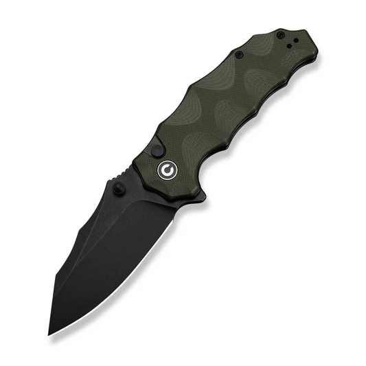 Natterjack Flipper & Thumb Stud & Button Lock Knife Milled OD Green G10 Handle