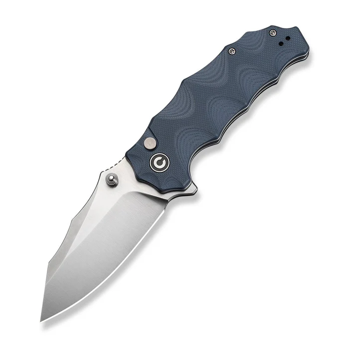 Natterjack Flipper & Thumb Stud & Button Lock Knife Milled Neutral Blue G10 Handle