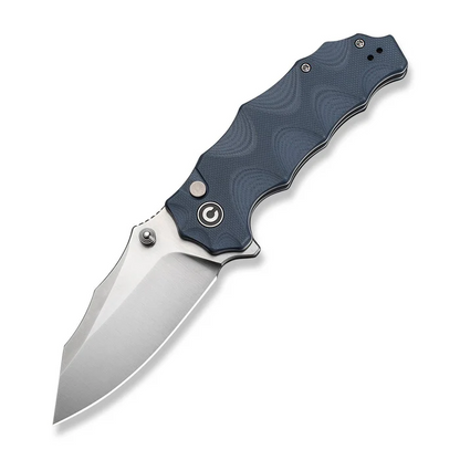 Natterjack Flipper & Thumb Stud & Button Lock Knife Milled Neutral Blue G10 Handle
