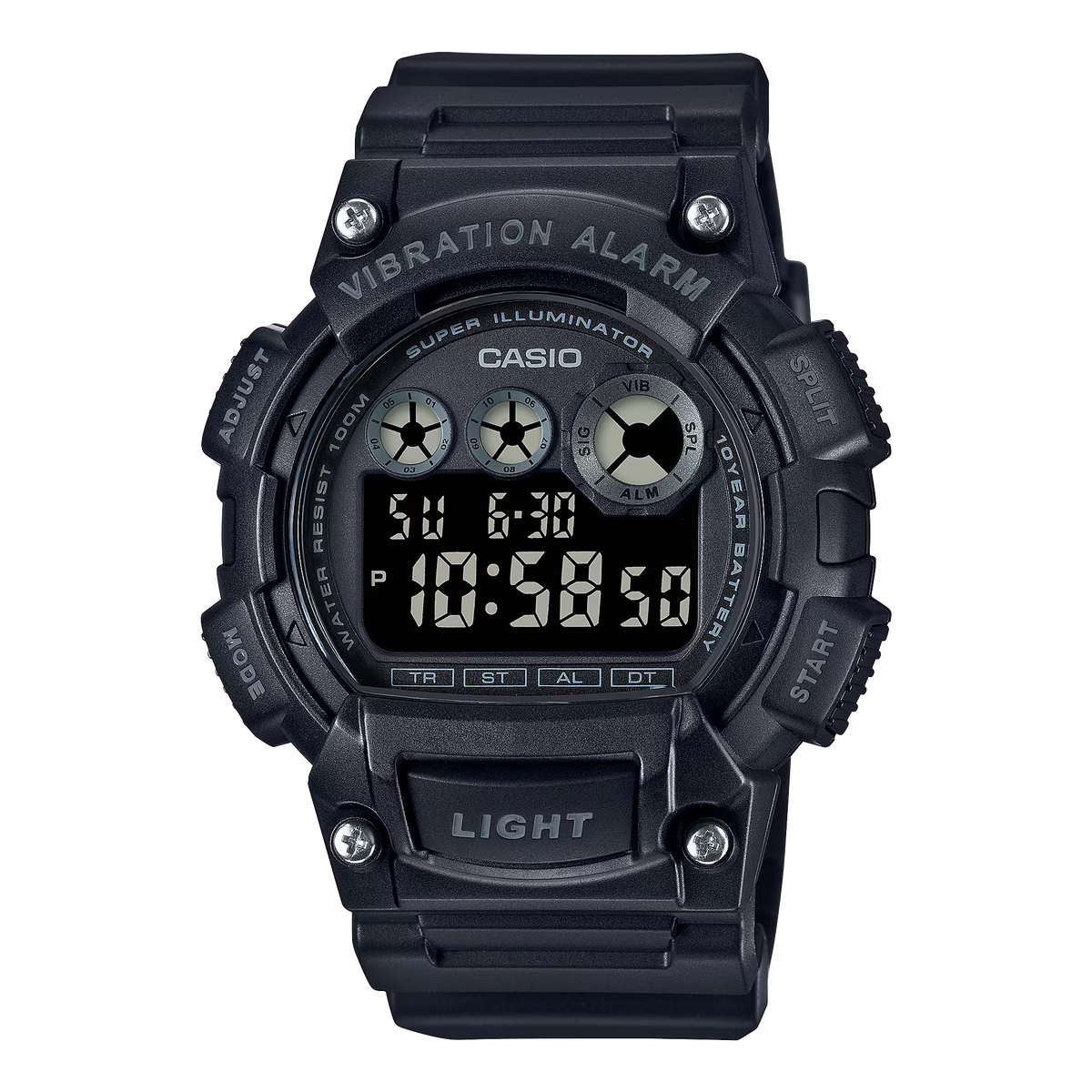 Classic Digital Watch w/ Vibration Alarm & Super Bright Backlight