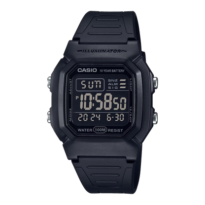 Classic Digital Watch w/ Blackout Dial, Dual Time & 5 Alarms