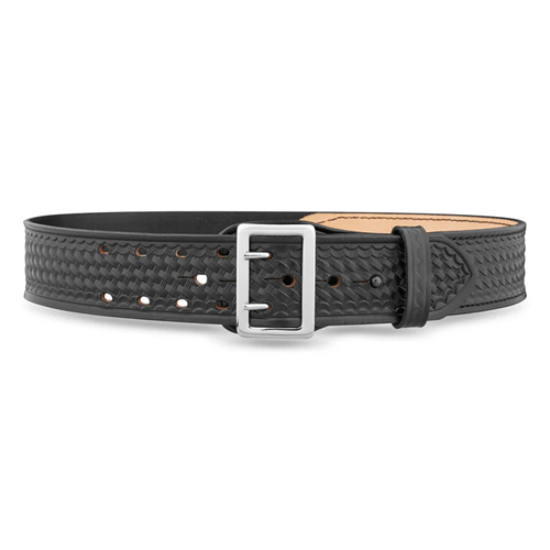 2-1/4"" Basketweave Leather Sam Browne Duty Belt (Half Lined) with Solid Brass Nickel Buckle