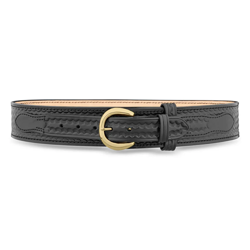 2-1/4"" Basketweave Leather River Belt with Solid Brass Nickel Buckle