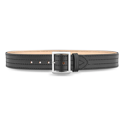 1-3/4"" Plain Leather 4 Row Stitch Garrison Belt with Nickel Buckle