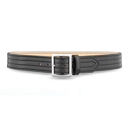 1-3/4"" Hi-Gloss Leather 4 Row Stitch Garrison Belt with Nickel Buckle