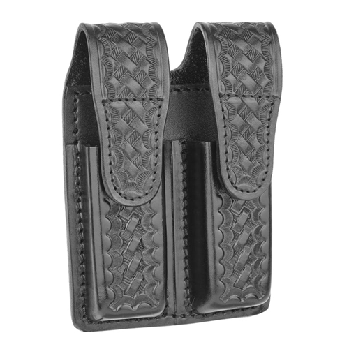 Basketweave Leather Double Magazine Holder for 9MM