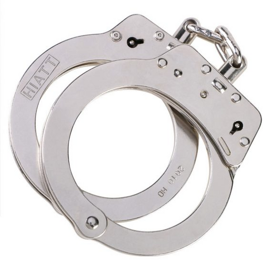 Nickel Chain Handcuffs With Double Key Hole