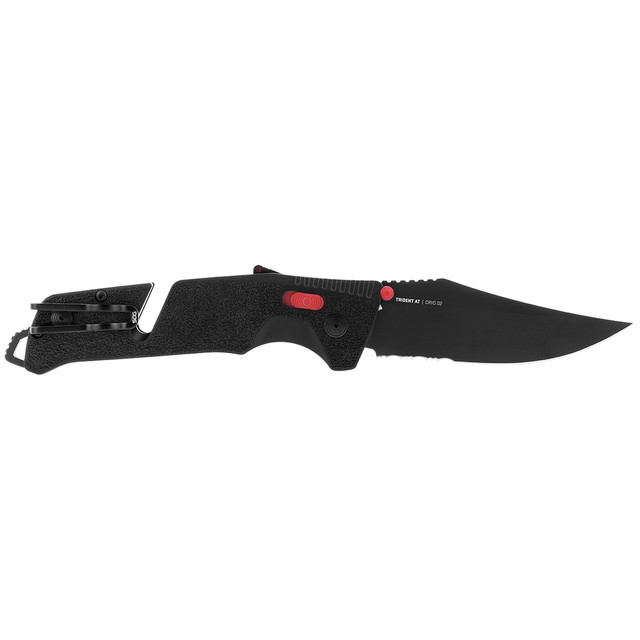 Trident At - Black  Red - Partially Serrated