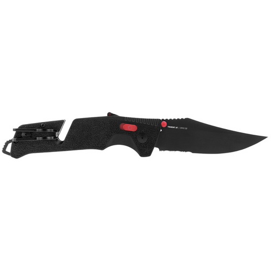 Trident At - Black  Red - Partially Serrated