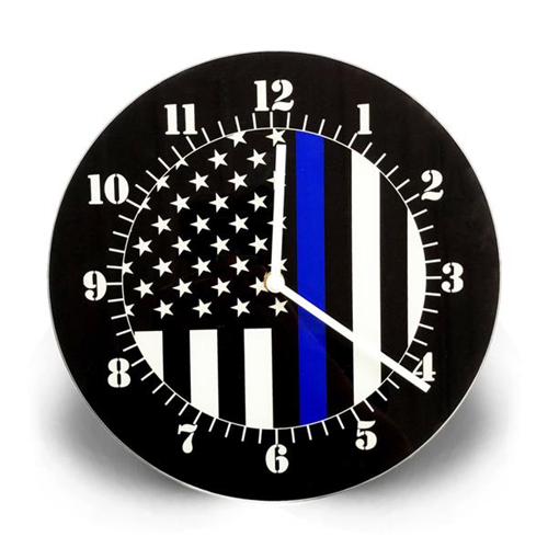 Thin Blue Line American Flag Clock